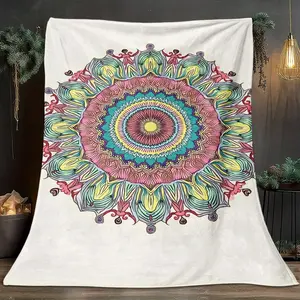 1pcs Colorful Geometric Pattern-Themed Flannel Blanket, Digital Print, Sofa Bed Cover Blanket, Skin-Friendly And Soft, Suitable For Birthday And New Year Gifts All Year Round