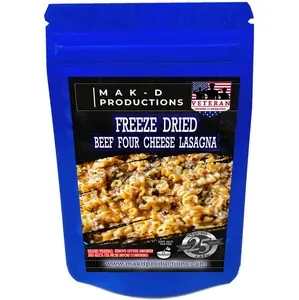 MAK D Productions - Freeze Dried Meal  - Beef - Pasta - Beef Four Cheese Lasagna - Gourmet Recipes by a Sullivan University (Louisville, Kentucky) Culinary Chef Graduate - NEVER BLAND TASTING - MADE IN THE USA