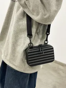 Hard Shell PU Mini Luggage Stylish Crossbody Bag, Trendy Functional Unisex Shoulder Bag, Daily Commute Street Style, Versatile Fashion Accessory