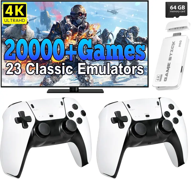 2026 New Video Gamepad Console with 20,000+ Games,ChildhoodClassic Game,4K HDMIOutput, Wireless Joystick&Game Emulator, Arcade Retro Arcade