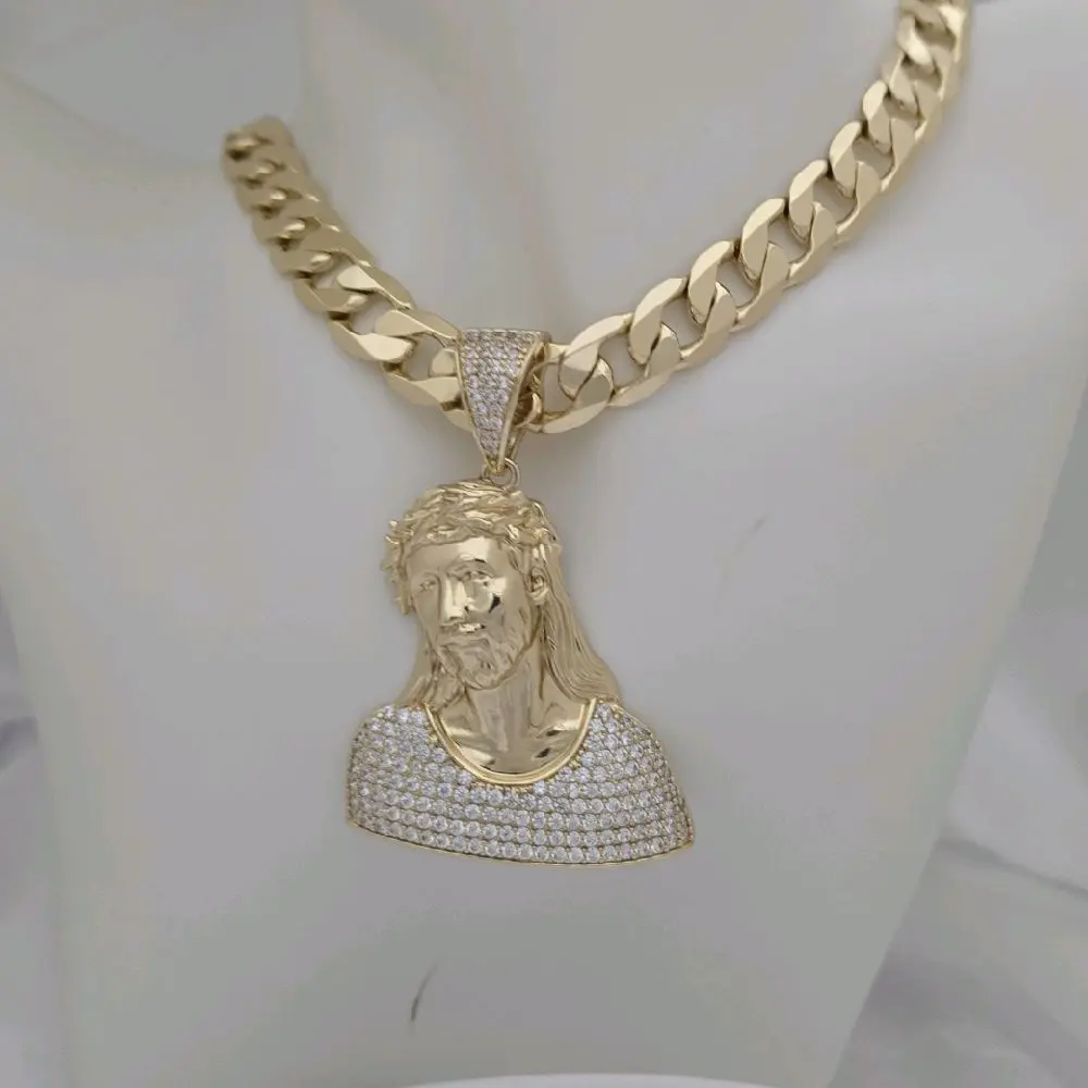 cadena 226 cubana y dije 889 cristo gold plated