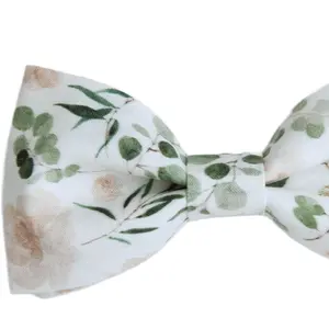 Eucalyptus and roses bow tie Cotton Floral pre-tied men’s bowtie