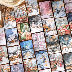 Winter Landscape Sticker Book, 50 Sheets Per Pack, DIY Scrapbook Material, Journal Diary Phone Case Desk Calendar Decoration