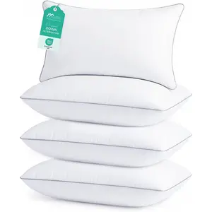 Pillows Queen Size Set of 4, Bed Pillows for Side, Back, and Stomach Sleepers - Oeko-Tex Certified Supportive Down Alternative Plump Filling - Hotel Quality and Machine Washable, 4 Pack