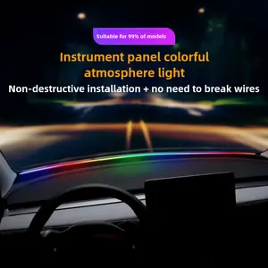 Center Console & Dashboard Ambient Light Strip | Car Interior Sound-Activated Mood Lighting | Windshield Sealing Strip | Dynamic Multi-Color Full-Width Light Bar