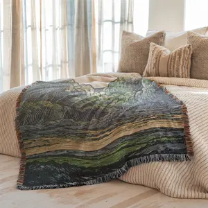 Multi-Function Tassel Woven Blanket Moonlit Night Pattern Bed Blanket, Also for Sofa Cover Couch Throw Blanket Armchair Home Decor Room Wall Art Tapestry Furniture Slipcover Tablecloth Shawl Outdoor Picnic Camping Beach Towel Office Nap Hippie