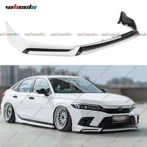 For 2022 - 2024 11th-Gen Honda Civic Sedan & Hatchback: Yofer V3 Front Bumper Lip Spoiler Kit with Grille Emblem (Not Compatible with Type-R Model) Car Decoration