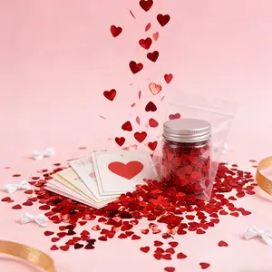 [Artisan Celebration Series] 4770 Pcs Heart-Shaped Confetti, Premium Queen Red Metallic Sequins for Table Styling & Sophisticated Party Presentation