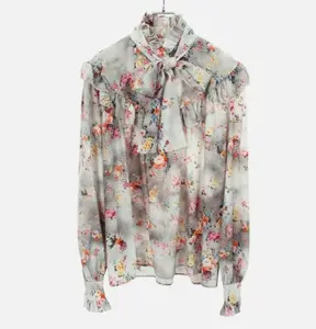 Pre-owned MSGM 1 Small Leather Goods blouse polyester Gray Multicolor #44 Used Women bd521