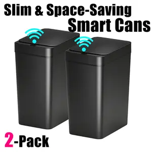 2 Pack 15L Hallway Sensor Can, 2 Pack Water Resistant Garbage Bin, Nordic Convenient Use Container for Kitchen Lavatory Study Room