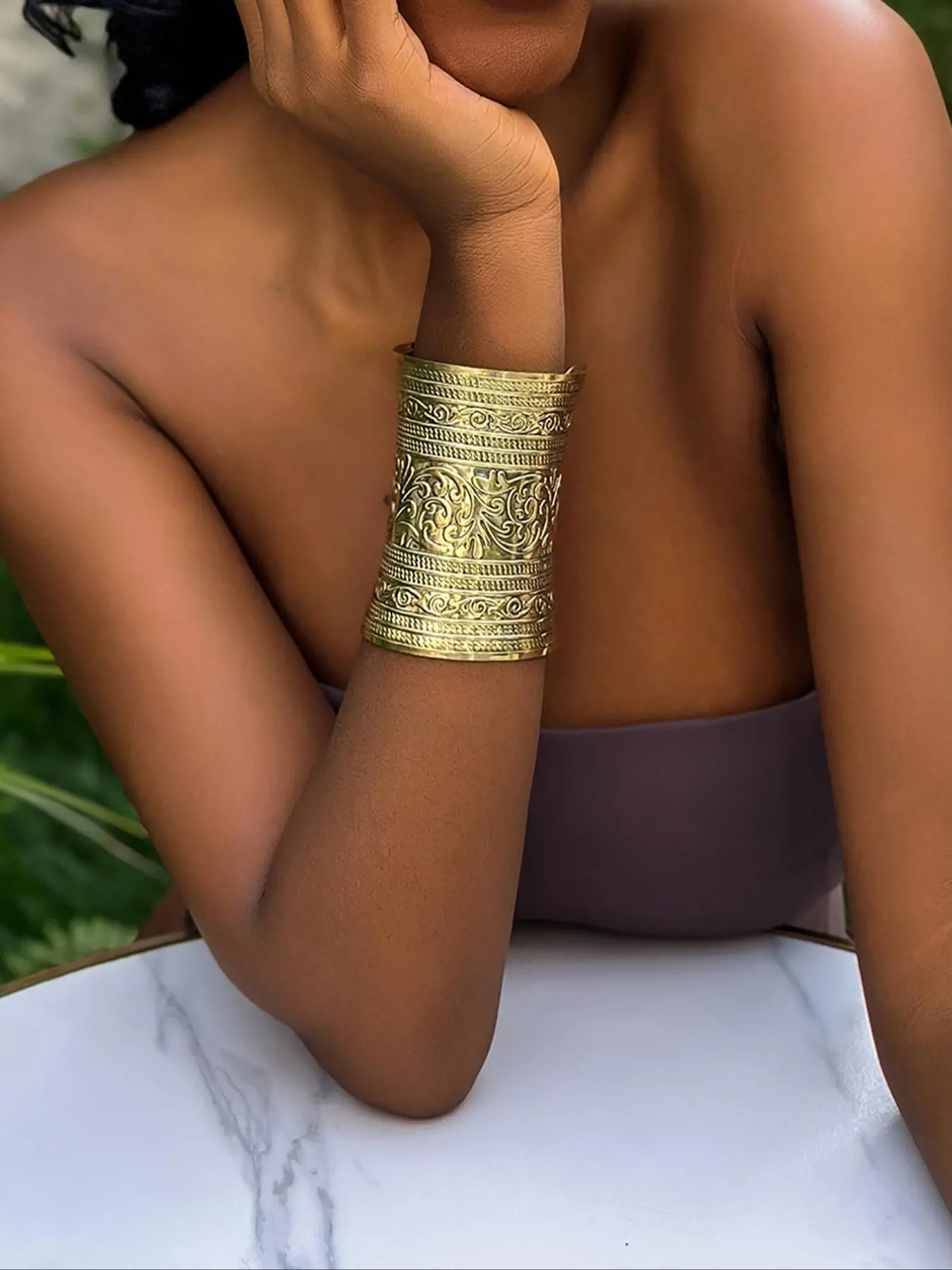 Vintage Embossed Cuff Bangle for Women, Boho Style Bracelet, Fashion All-match Accessory, Trendy Matching Jewelry for Party and Daily Life
