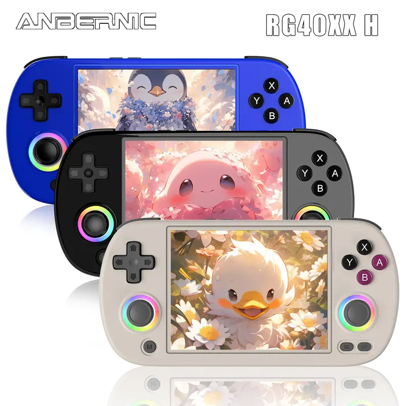 ANBERNIC RG40XXH Handheld Gaming Console - 4.0-in IPS Screen, 640*480 Resolution, 64-bit Linux System, Classic Emulators, Bluetooth, WiFi, Manufacturer Warranty, German Rainbow Marquee, Breath-Focused Gadget for Japanese, Korean Retro Enthusiasts