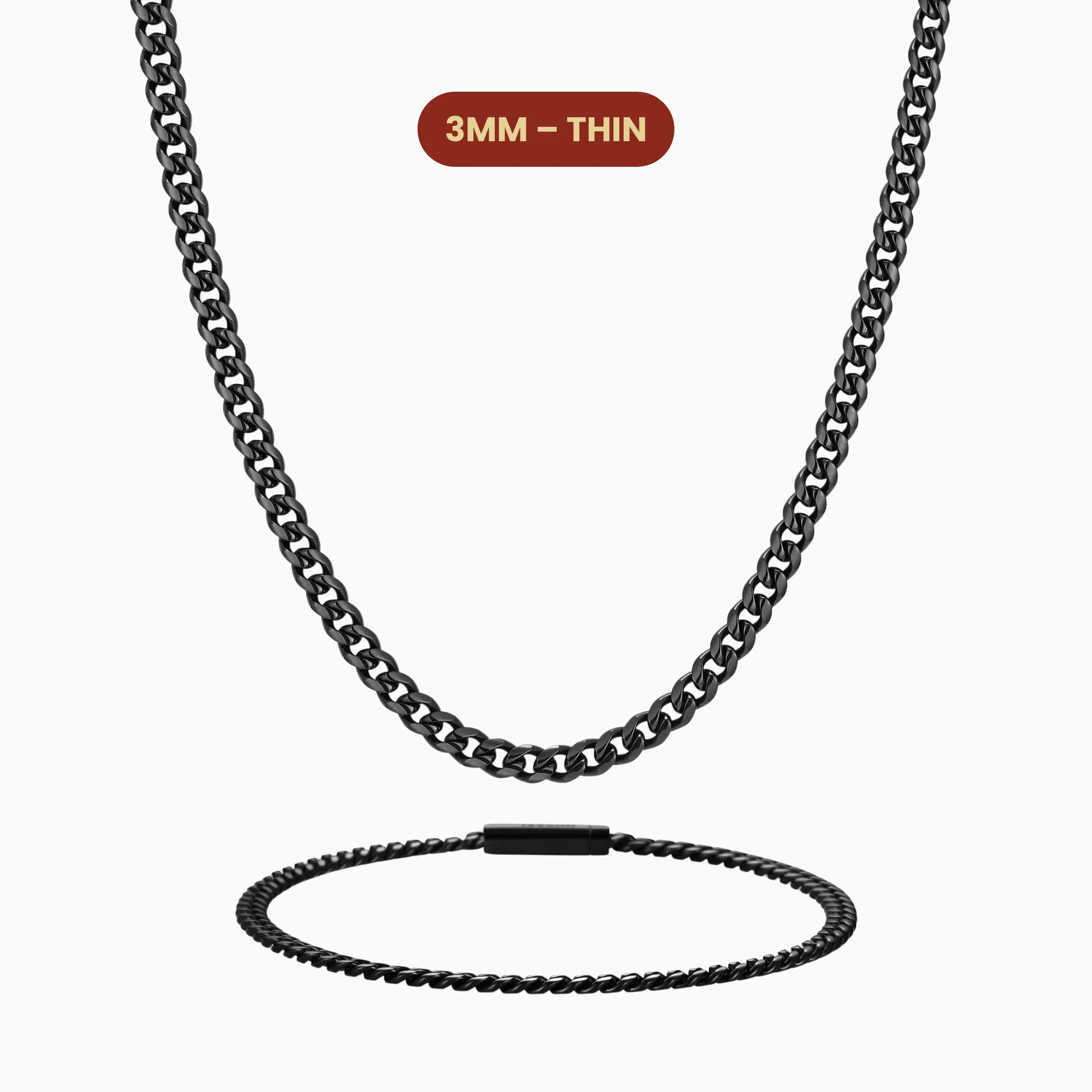 JAXXON - Cuban Set 3mm - Box Clasp - Black