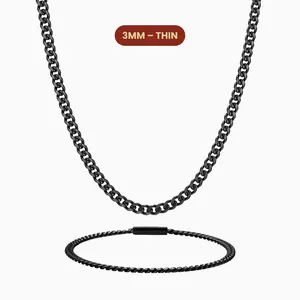 JAXXON - Cuban Set 3mm - Box Clasp - Black