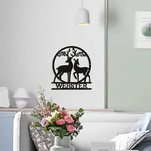 Two Deer Christmas Metal Crafts - Elegant Home Party Decorations, Wall Sculpture for Festive Room Décor and Holiday Decor