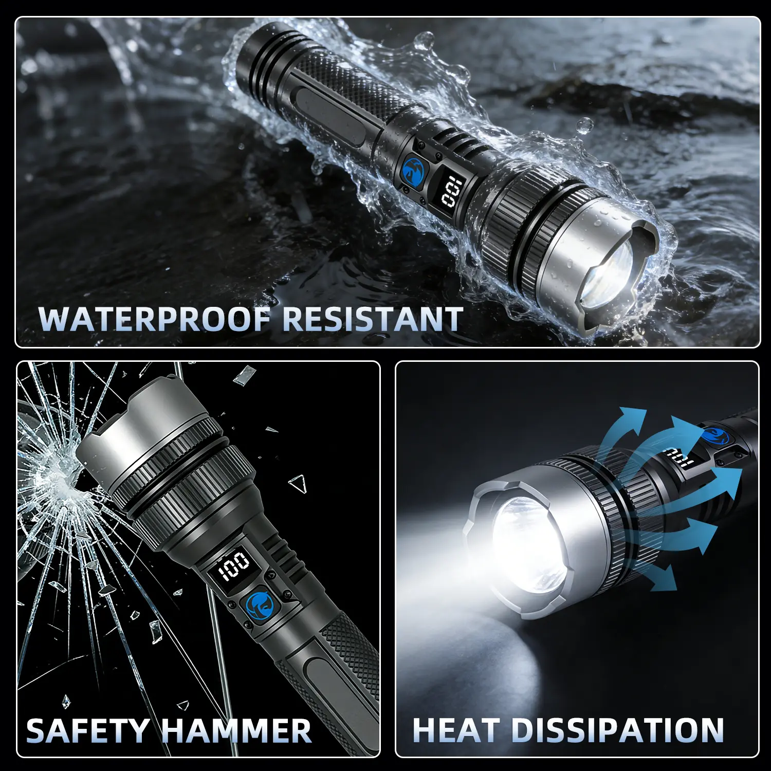 bright rechargeable flashlights WdtPro High Lumens, Ultra LED Flashlight You can charge by laptop Rechargeable Flashlights 2-Pack USB-C