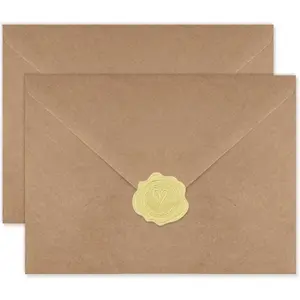 100 Pack Envelopes for Invitation- Brown  Invitation Envelopes  for Cards  for Weddings,Invitations,  shower, Office (5.25 * 7.25-V flap)