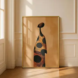 Abstract African Woman Art Print – Afrocentric Wall Art, Faceless Portrait, Neutral Boho Decor, Black Excellence Poster
