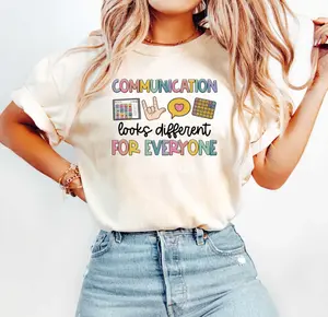Comfort Colors Communication Looks Different For Everyone T-Shirt, Speech Therapy Shirt, Speech Pathologist, Slp Graphic Tee, Speechie SLPA TShirt