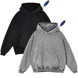 2 Pack Acid Wash Hoodie Oversized Vintage Hoodie Unisex Heavy Weight Hoodie Distress Hoodies for Men Women Couples