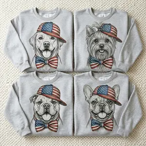 Unisex Patriotic Dog Graphic Sweatshirt - Choose from 25 Breeds - Premium Oversized Pullover