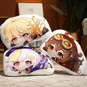 Genshin Impact Plush Pillow Anime Plushie Sofa Cushion Paimon Amber Lumine Keqing Klee Barbara Cartoon Stuffed Toy Birthday Gift