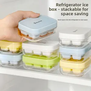 6-Grid Easy Demolding Press Ice Cube Mold, Household Ice Tray with Storage Function for Home & Party Use