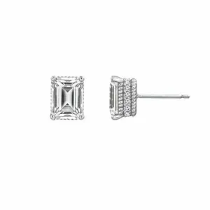 Radiance by Absolute™ Emerald Cut and Round Solitaire Stud Earrings