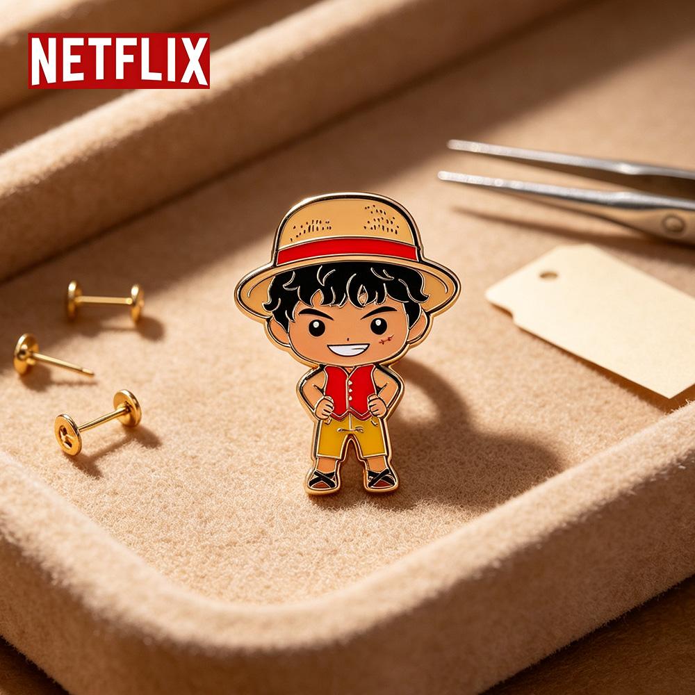 Netflix ONE PIECE Live Action Officially Licensed Monkey D. Luffy Enamel Pin, Zinc Alloy Collectible Lapel Brooch Badge for Backpack, Jacket or Hat, Straw Hat Pirate TV Series Merchandise Gift for Fans