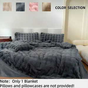 Soft Plush Comfort Blanket, Multi-Color Options, Bubble Fleece Warm Large Blanket, Breathable Dual-Sided Cover, Ideal for Sofa Bed Bedroom