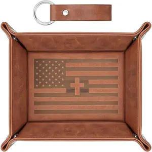 Leather Valet Tray Birthday Gift for Dad Husband Leather Jewelry Tray for Father Day Gift Valentine’s Day