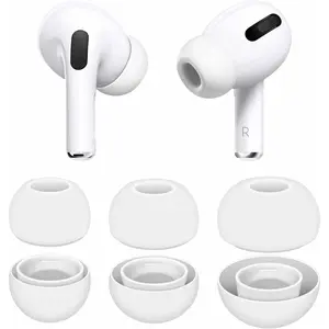 3 Pairs Compatible with AirPods Pro 1st 2nd Ear Tips Buds, Small Medium Large 3 Size Replacement Silicone Rubber Eartips Earbuds Gel Accessories Compatible with AirPods Pro 2 and 1st - S/M/L White