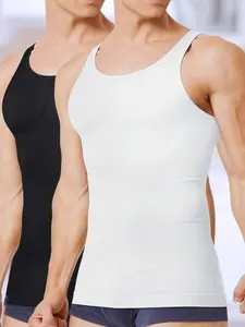 Slim Fit Men’s Compression Tank Tops (2-Pack) – Body Shaper Sleeveless Vests for Core Support