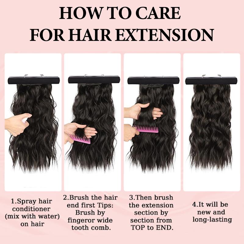 Fxmongyi Clip-in Hair Extensions 24/20 inch Synthetic Long Wavy 4PCS Thick Hairpieces Double Weft Natural Hair Extensions for Women