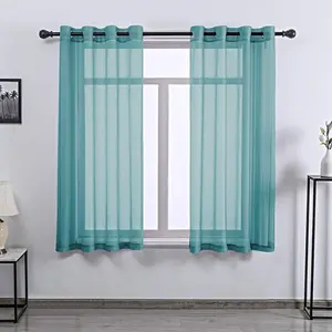 Teal Sheer Curtains 63 Inch Length Grommet Voile Window Curtain Panel for Bedroom Girls Room 52 X 63 Inches Long
