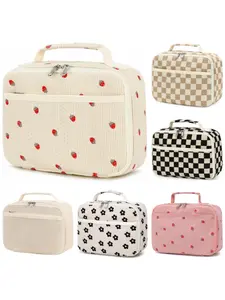 Cute Corduroy Lunch Bag, Large Capacity Insulated Lunch Bag, Reusable Lunch Box Bag, Durable Lunch Bags for Work, Picnic, Travel, Lightweight & Durable