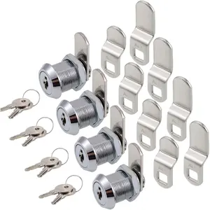 5/8 Inch Keyed Alike Cabinet Cam Locks, Secure Replacement Lock Hardware for File Drawer Door Mailbox Tool Box Dresser RV, Fits 1/2" Max Panel Thickness, 4 Pack Chrome Finish