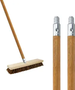Commercial Products inch Replacement Wood Broom Handle with Threaded Metal Tip and Lacquered for Floor Cleaning Sweeping in Home and Office (Pack of )