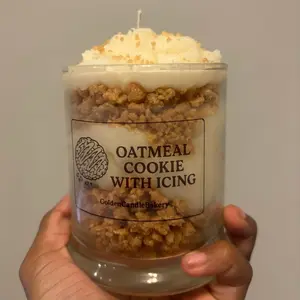 Oatmeal cookie with icing candle