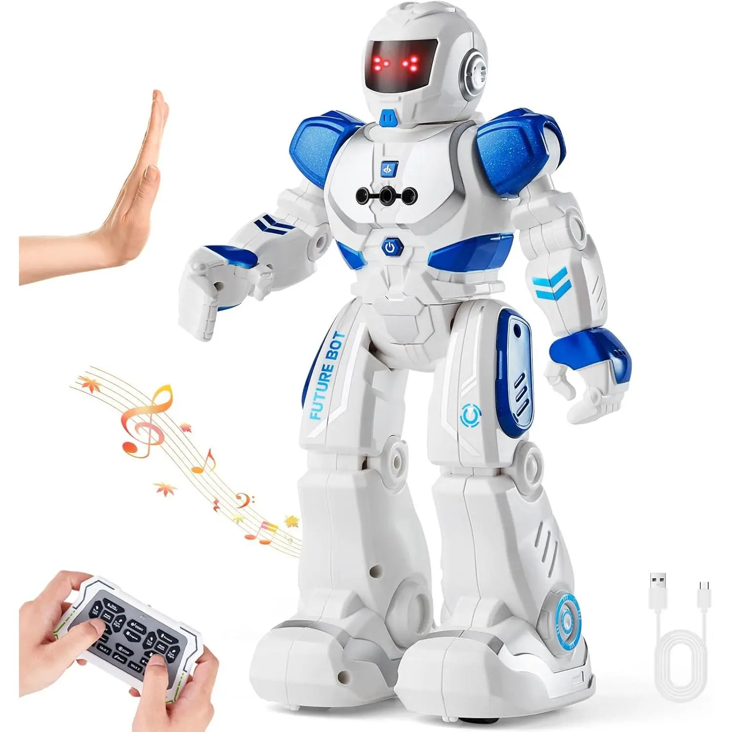 VEVOR RC Robot Toys for Kids, Gesture Sensing Programmable Remote Control Smart Robot, Interactive Walking Singing Dancing Robot for Age 3+ Year Old Boys Girls Birthday Gift Present