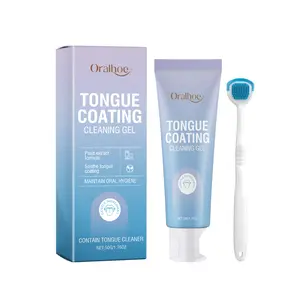 Plant Extract Formula Tongue Coating Cleaning Gel with Matching Tongue Scraper for Gentle Tongue Cleaning Bad Breath Relief and Daily Oral Hygiene Maintenance