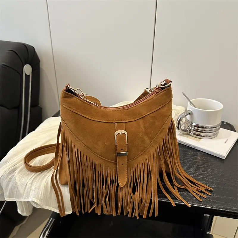 Boho Style Crossbody Bag with Fringe Design, Crossbody Fashion Bag, Versatile Vintage Elegant Shoulder Bag for Women, Perfect Gift for Christmas, Halloween, Birthday, Stylish Crossbody Bags