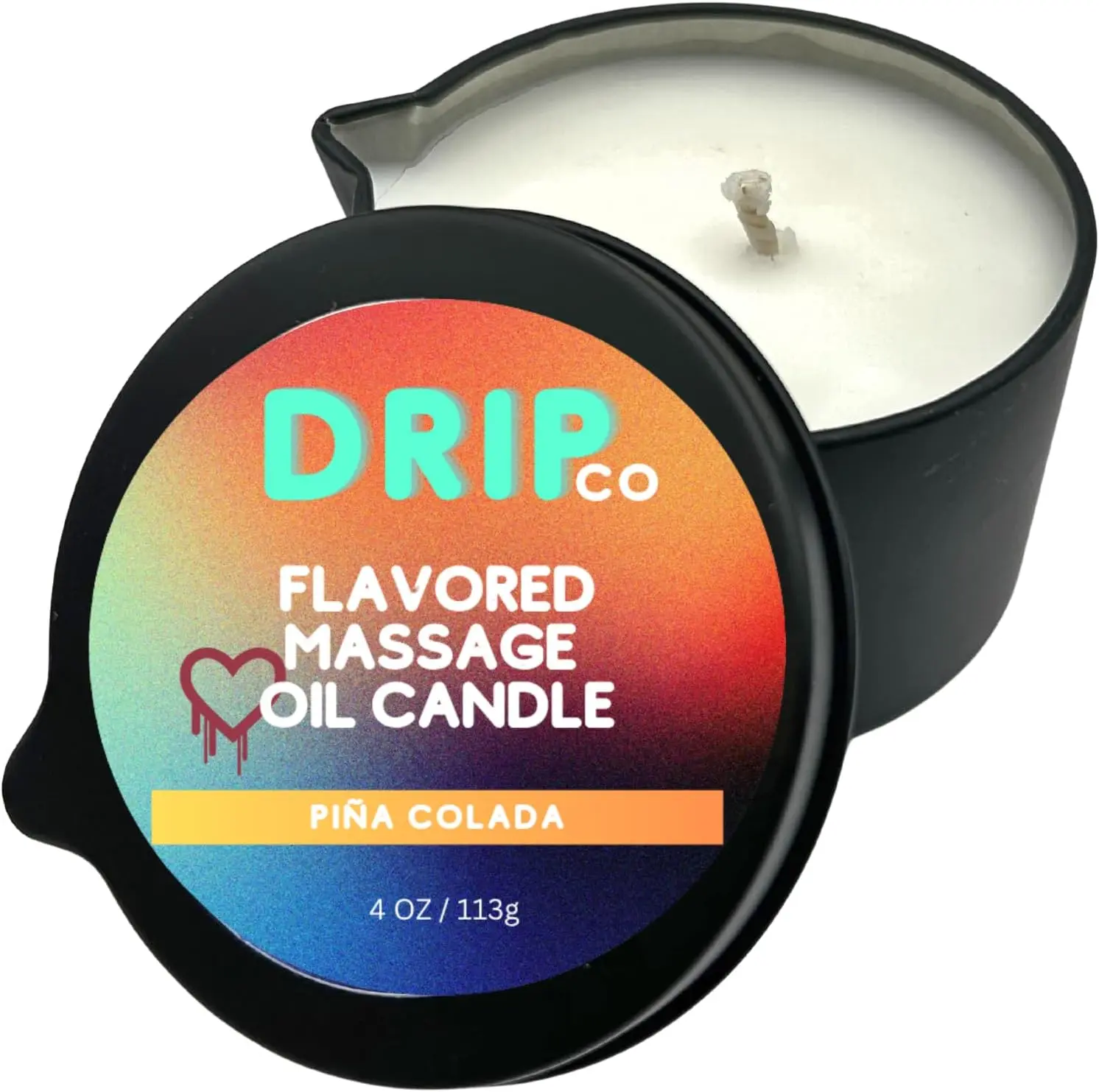 Drip Co Pina Colada Massage Oil Candle, Nourishing Body Oil with Shea Butter & Soy Wax, Soothing Vanilla Fragrance for Relaxation, 4 oz Self-Care Gift, Body Care, Calming, Aromatic Ambiance