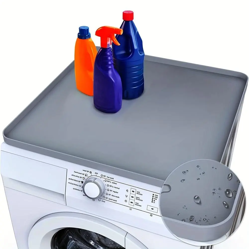 Non-Slip Waterproof Washing Machine Storage Mat, Durable Washer Dryer Top Cover, Household Dust Cover, Easy-Clean Laundry Room Organizer Essential, Waterproof Covers, Water Resistant Cover, Dustcover