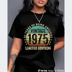 Funny Birthday Tee For 50 Years Old – Vintage 1975 Cotton Short Sleeve Shirt
