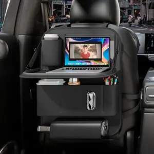 Backseat  Organizer with Tray 1 Pack, Backseat Organizer with Foldable Table for ,Multifunctional Seat  Organizer with Storage Pockets  Storage Organizer (Black)