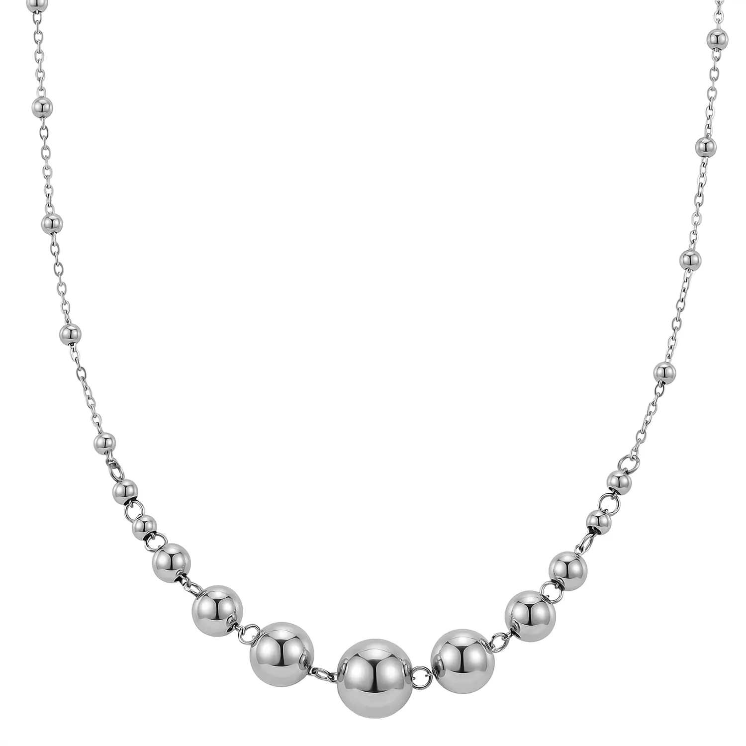 Beaded Chain Necklace (20-22 Inches) in Stainless Steel