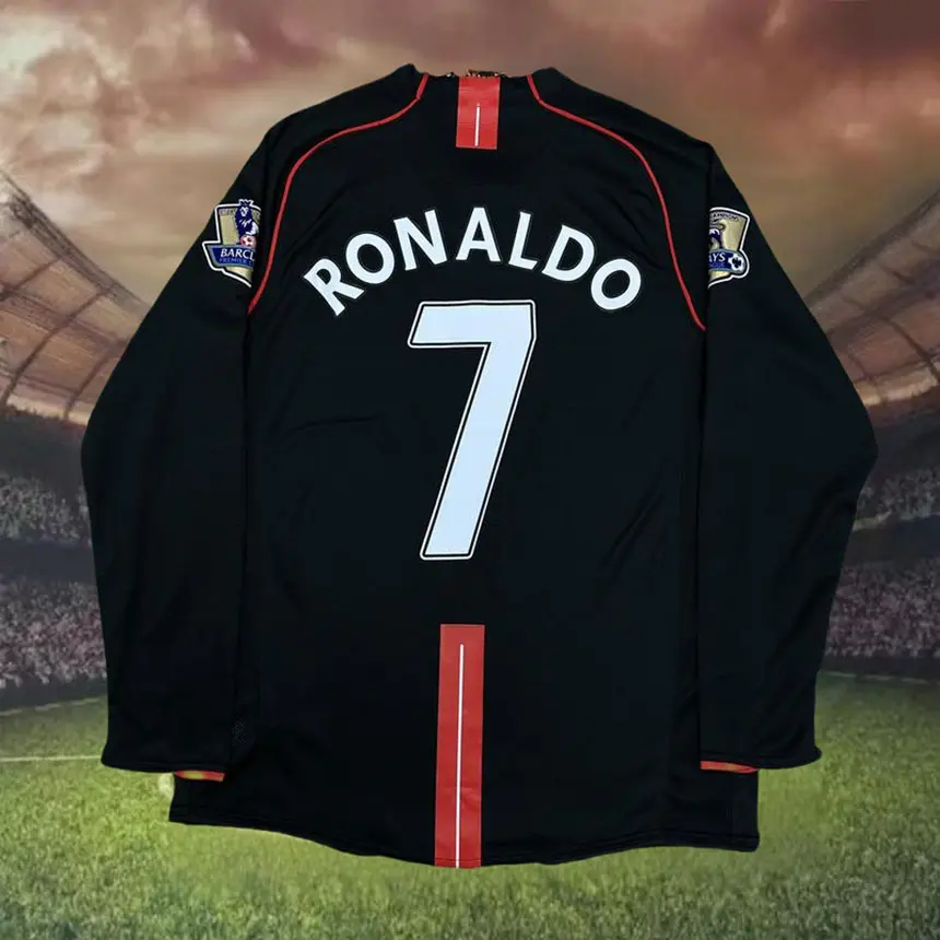 0708 Vintage Long Sleeve Soccer Jersey AwayCR 7 Champions League Edition