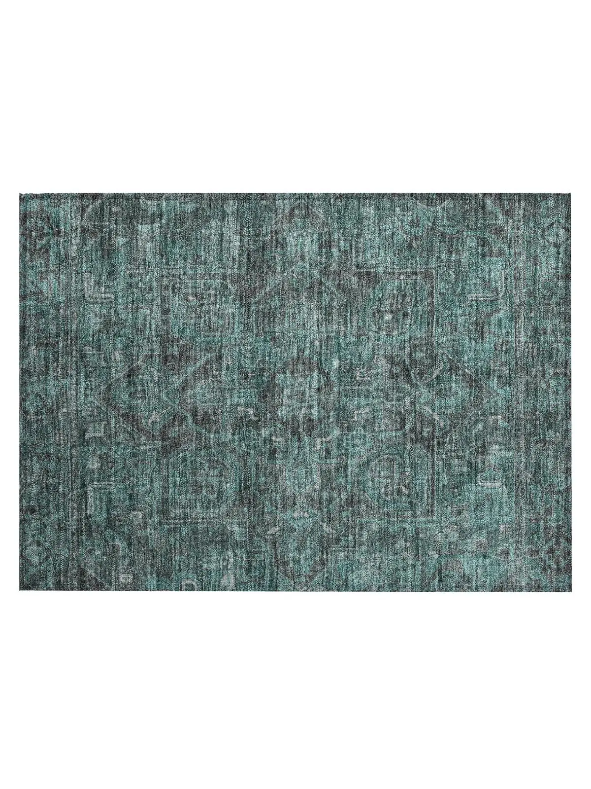 HomeRoots 563844 2 x 3 ft. Turquoise Oriental Washable Non Skid Indoor Outdoor Rectangle Machine Woven Area Rug