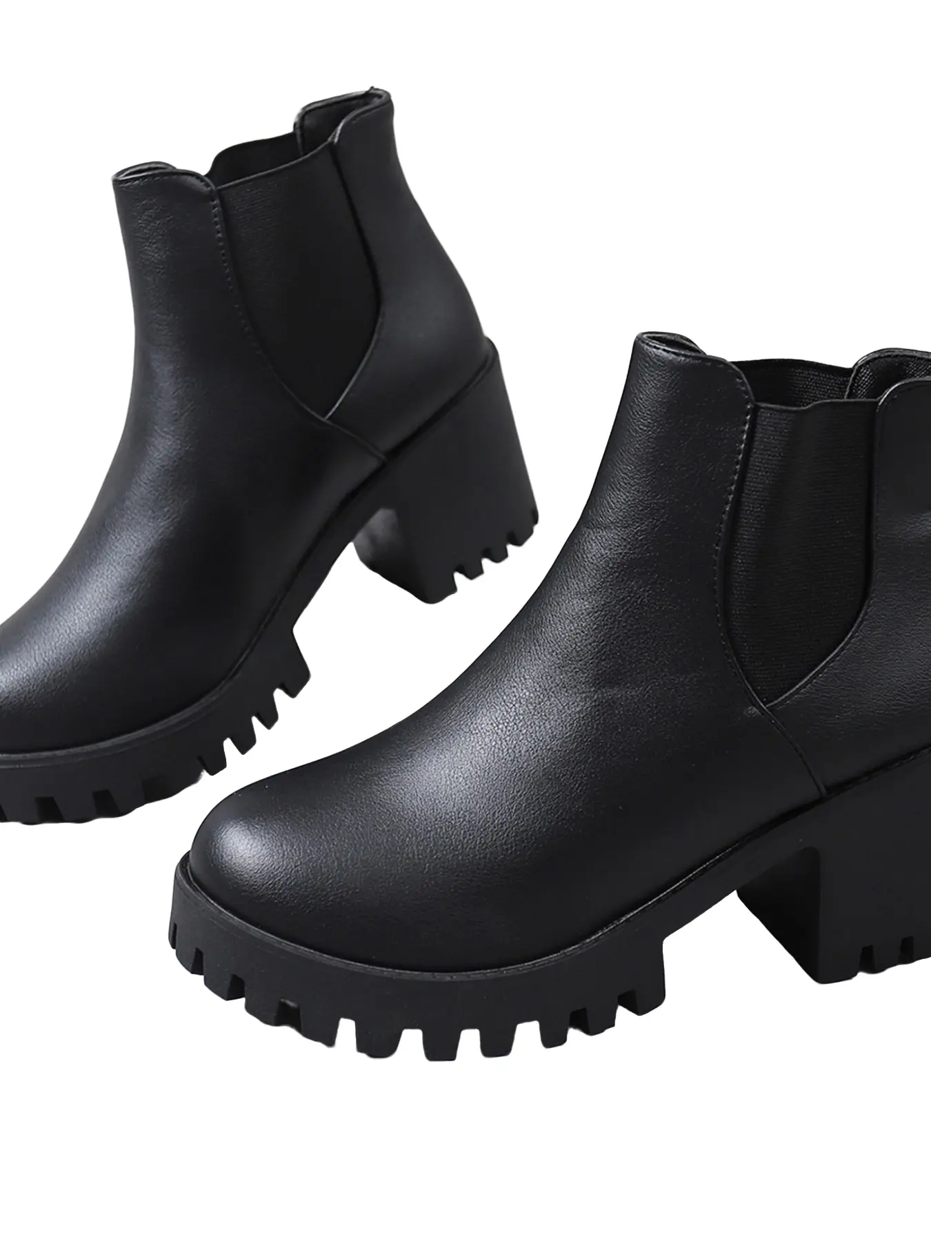Simple Classic Round Toe Short Boot, Side Elastic Thick Sole Rubber Chelsea Boots for Women, Casual Office Wear, Comfortable and Stylish